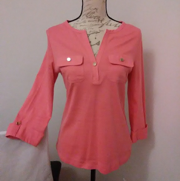Charter Club Tops - Coral top with gold buttons